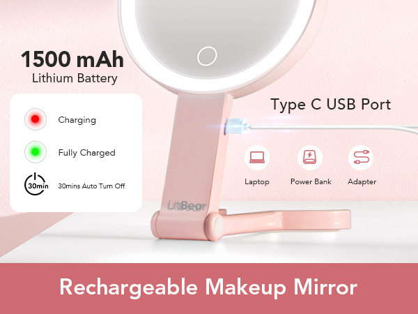 travel makeup mirror with lights