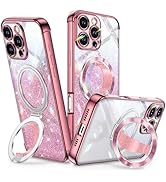 Silverback for iPhone 16 Pro Bling Case, Flexible Loop Strap, 2-in-1 O-Ring Stand, Glitter Protec...