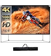 Projector Screen and Stand 150 inch 16:9 HD 4K Large Outdoor Projector Screen Portable Projection...
