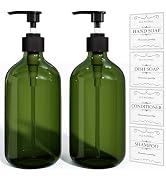2 Pack Green Soap Dispenser, 16Oz Hand Soap Dispenser for Bathroom, Plastic Dish Soap Dispenser S...