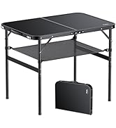 Anbte Folding Camping Table, 36" x 24" Portable Table Adjustable Height Max 28 inch Aluminum Fold...