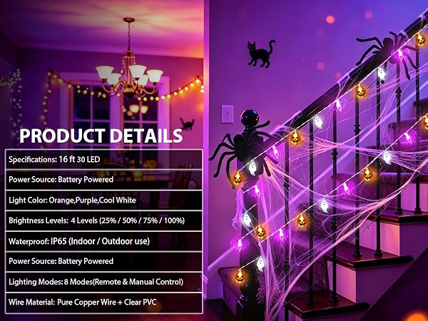 battery operated halloween lights with timer