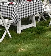 misaya Rectangle Waterproof Vinyl Table Cloth, Buffalo Flannel Backed Tablecloth, Wipeable Plasti...