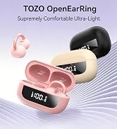TOZO OpenEarRing True Open Ear Headphones, Lightweight Comfort Open Ear Clip Wireless Earbuds, Bl...