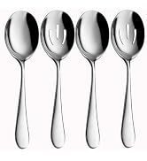 AYFDISHS 4-Piece Serving Spoon Set - Includes 2 Serving Spoons and 2 Slotted Spoons, Large Cutler...