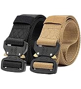 BTFLKNS 2 Pack Nylon Belt, Heavy Duty Waist Belt, Military Belt with Heavy-Duty Quick-Release Met...