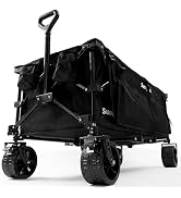 SUNNYFEEL 49''L 550lbs Heavy Duty Wagon Cart Foldable with Wheels,Extra Long Fold Up Wagons Carts...