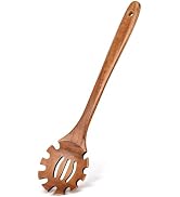 Wooden Pasta Spaghetti Spoon with Teeth, Teak Slotted Pasta Spaghetti Strainer Spoon for Cooking ...