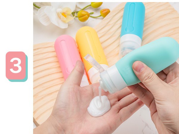 3oz Refillable Travel Accessories for Shampoo Conditioner, BPA Free Travel Bottles with Toiletry Bag