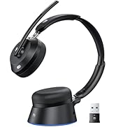 Wireless Headset with Mic for Work, Noise Cancelling Bluetooth Headset with Microphone for PC, Ch...