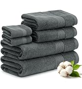 MADHOLLY 6Pcs Towel Set College Dorm Essentials for Guys Girls - 100% Cotton 2 Large Bath & 2 Han...