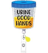 Cosmisun Urology Badge Reel Retractable - Urine Good Hands Badge Reels Nursing ID Clip Name Tag C...