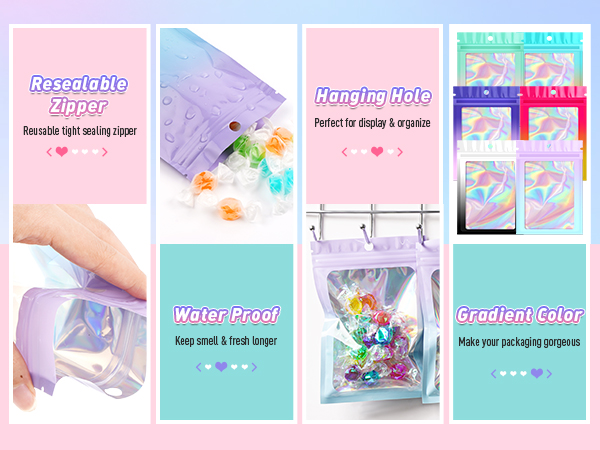 funfery ziplock holographic bags
