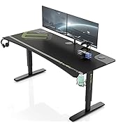 EUREKA ERGONOMIC 63 Inch Computer Desk Large Manual Height Adjustable Gaming Desk, Home Office St...