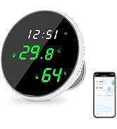 WiFi Thermometer Hygrometer: Digital Indoor Temperature Humidity Sensor with LED Backlit Display,...