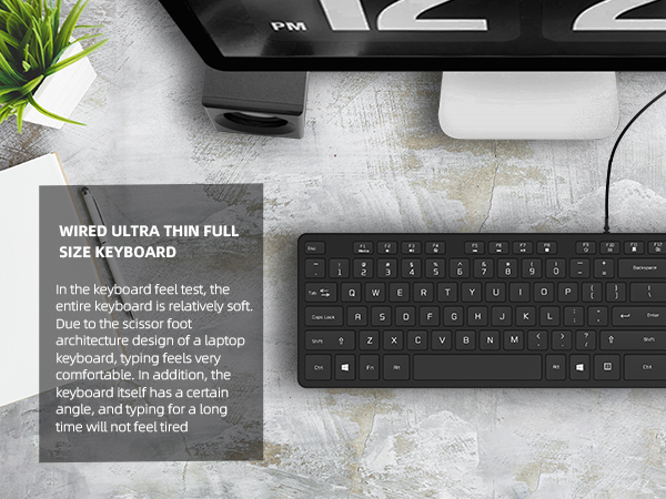 Low-Profile Flat Keyboard with US Layout (QWERTY),Ultra-Slim Quiet Computer Keyboard for PC Windows