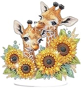 Bowetile Giraffe Diamond Art Desktop Ornaments Kits for Adults Beginners, 5D Special Shape Diamon...