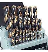 BeHappy 29Pcs Cobalt Drill Bit Set, 135 Degree Tip High Speed Steel with Black and Gold Finish, S...