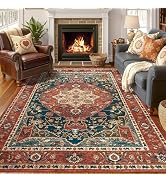 YJ.GWL Area Rugs for Living Room 4x6 Machine Washable Rugs for Bedroom, Non Slip Abstract Vintage...