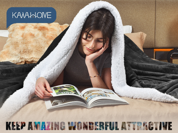 KAWAHOME Sherpa Fleece Blanket Dark Grey