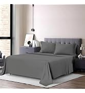 MOONLIGHT20015 Grey Queen Sheet Set 2 Pack - 4 Piece Brushed Microfiber Summer Bed Sheets for Que...