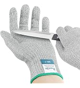 Dowellife Soft Level 9 Cut Resistant Gloves Food Grade, Steel Wire Mixed Kitchen Safety Gloves fo...