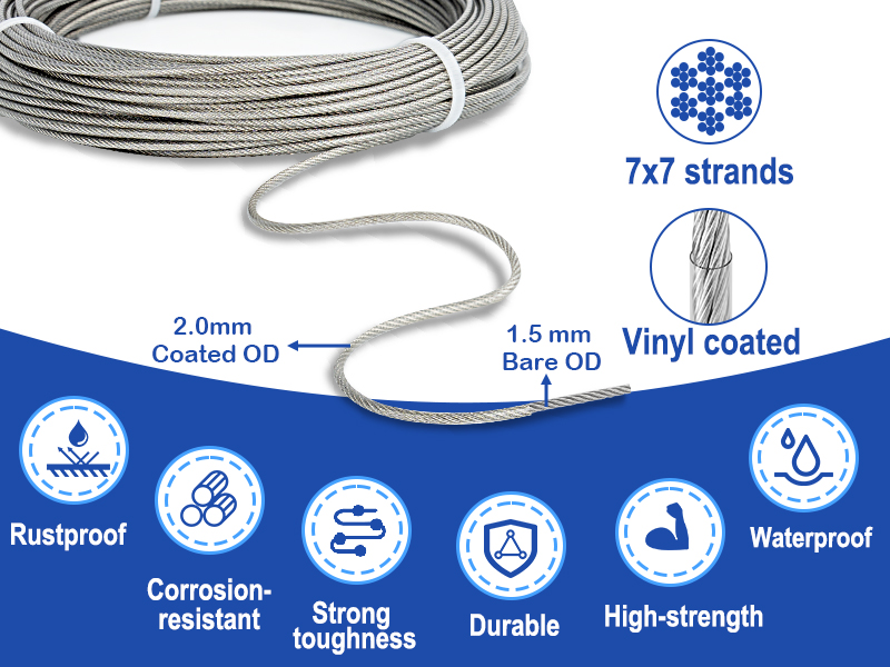 tootaci 1/16 wire rope kit with stainless steel turnbcukle kit