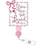 Bible Verse Badge Reel Retractable - Cosmisun You are So Loved ID Badge Holder with Acrylic Allig...