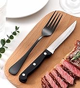 Onader Black Silverware Set with Steak Knives for 4