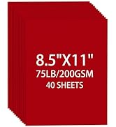 Cardstock 8.5 X 11, 40 Sheets Christmas Red Card Stock, 75lb/ 200gsm Copy Paper, Cardstock Printe...