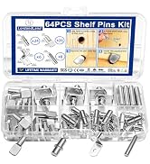 64Pcs Shelf Pins Kit,4 Styles Nickel Plated Shelf Support Pegs,Plated Shelf Pins Holders for Book...