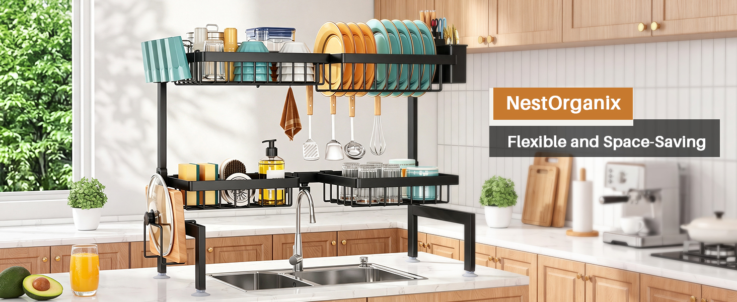over the sink dish drying rack