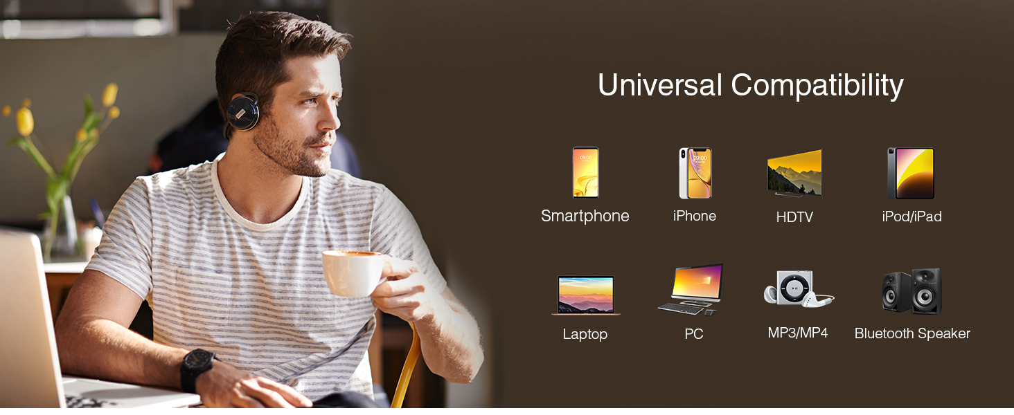 KINIVO wireless head phone universal compatibility smartphone hdtv iphone laptop pc ipad mp3 mobile