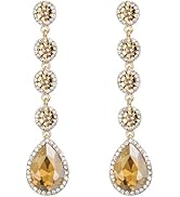 BriLove Women's Elegant Wedding Bridal Crystal Beaded Teardrop Chandelier Dangle Earrings