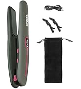 WISDAS Cordless Hair Straightener, 2-in-1 Straightener & Curler with 6 Temperature Settings, Nega...