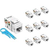 Tecmojo UL Listed 1000 Mbps Cat6 Keystone Jack Insert 10 -Pack, 90 Degree Punch Down RJ45 Keyston...