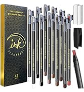 Ink Permanent Waterproof Eyebrow Mapping Pencils for Permanent Makeup, Microblading, and Blades H...