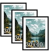 Picrit 30x40 Picture Frame 3 Pack, Black Poster Frame, Display Poster 24 x 36 with Mat or 30 x 40...