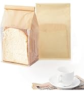 Roppolo 50 Pcs Bread Bags for Homemade Breads, 5.1 x 3.9 x 11 Inch Small Brown Bakery Bags with T...