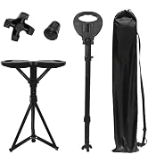XXL Portable Walking Cane with Seat, Adjustable 34"-37" Foldable Lightweight Aluminum Anti-Slip W...