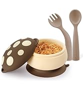haakaa Silicone Mushroom Bowl & Bendy Cutlery Set – Baby Bowls with Suction & Spillproof Lid, Bab...