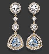 Sky Blue Created Aquamarine Earrings Gold Dangle Earrings for Women, Drop Chandelier Earrings