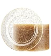 gold glitter plastic plates