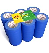 SWRT Blue Painters Tape 1 Inch x 55 Yards, 48 Rolls (2640 Yards) – Sharp Clean Paint Lines, No-Re...