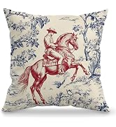 BILLAION Vintage Chinoiserie Western Cowboy Pillow Covers 18x18, Grandmillennial Home Decor, Red ...