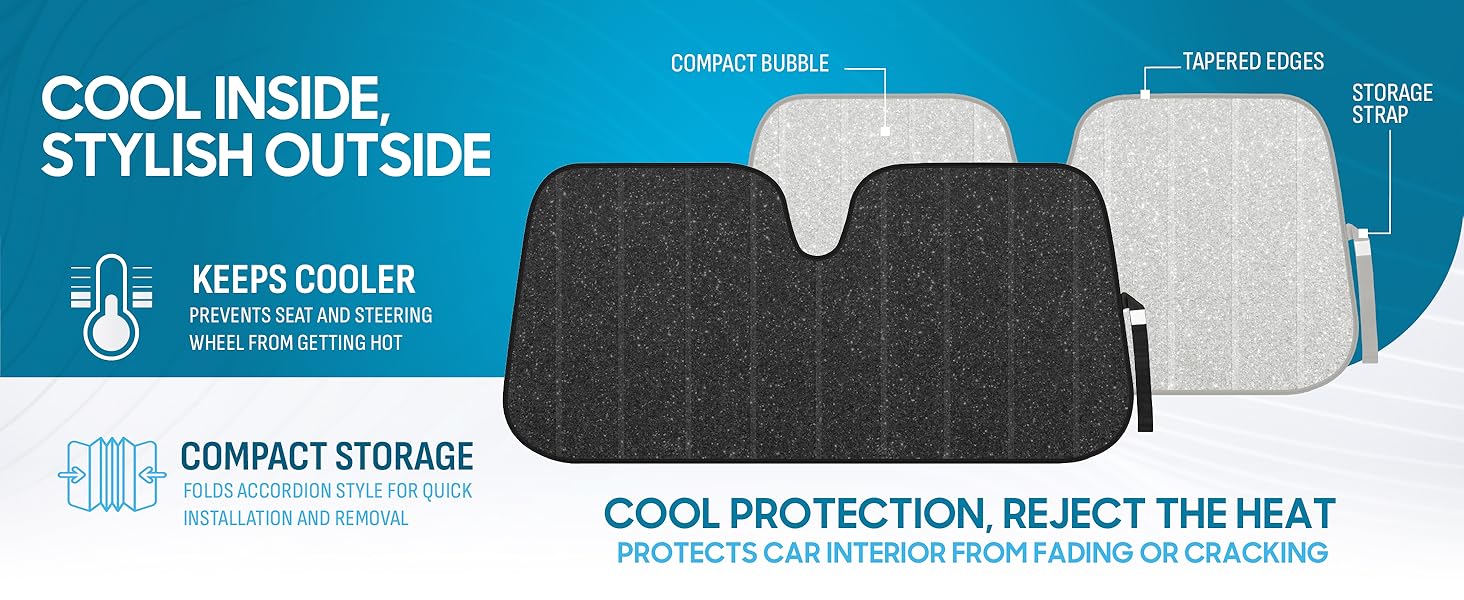 BDK Front Windshield Shade-Accordion Folding Auto Sunshade for Car Truck SUV