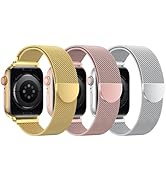 BELONGME 3 Pack Mesh Loop Compatible with Apple Watch Band 38mm 40mm 41mm 42mm 44mm 45mm 49mm Ser...