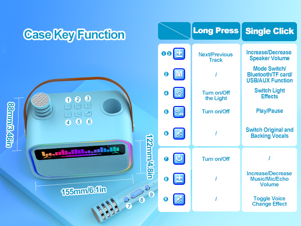 mini karaoke machine with 2 wireless microphones