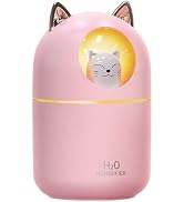 Small Humidifier Cute Portable Cool Mist Humidifier 300ML 7 Color Night Light USB Air Humidifier ...