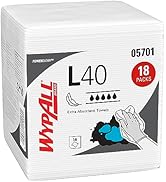 Wypall PowerClean L40 Cloths Extra Absorbent Wipes (05701), Quarterfold, Limited UseTowels, White...